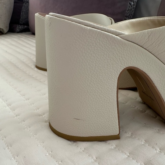 Dolce Vita Wonder Ivory Genuine Leather Platform Retro Heel Sandals - Picture 5 of 5